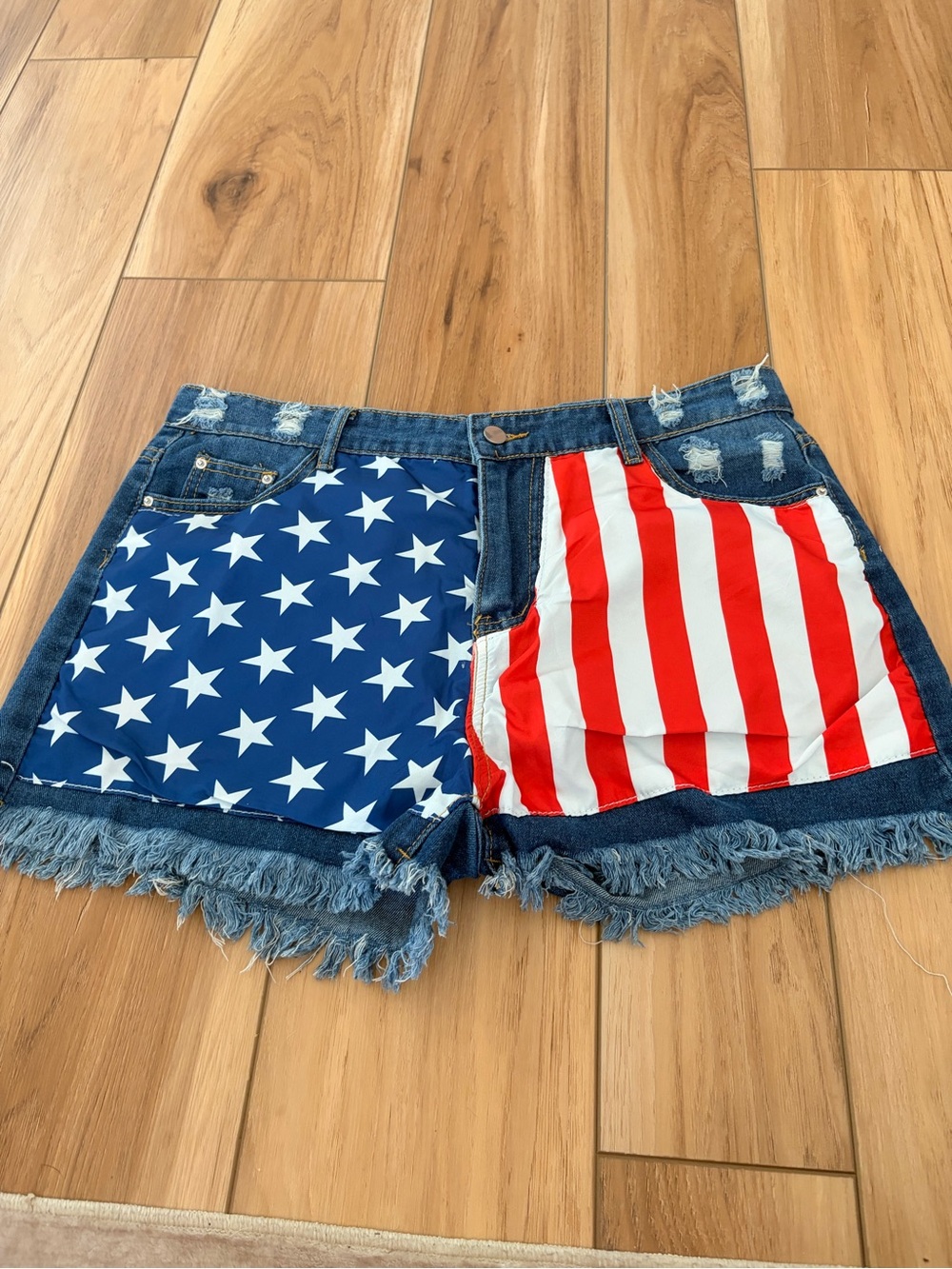 American Flag Denim Cutoff Shorts - Patriotic Women’s Shorts